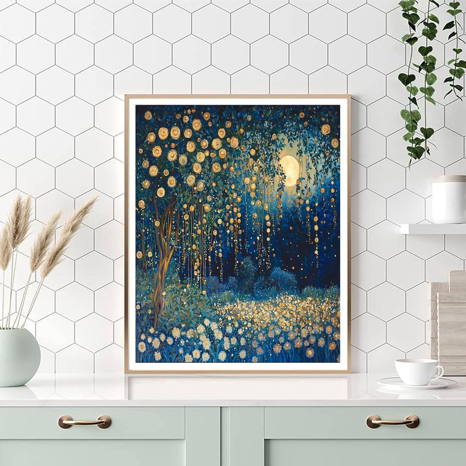 Gustav Klimt Inspired Midnight Garden Serenade  Paint By Color