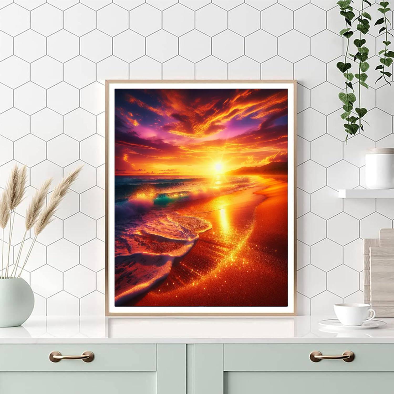 Vibrant Beach Sunset Painting By Numbers Kit