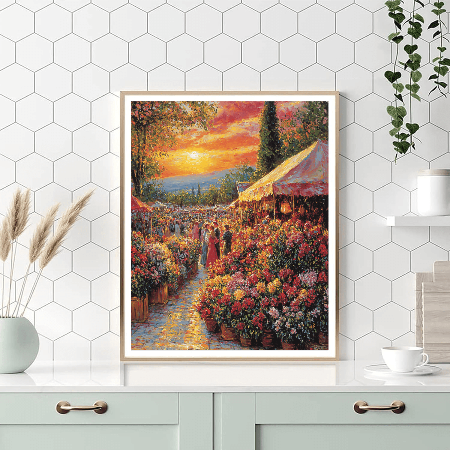 Pierre-Auguste Renoir Inspired Flower Market At Dusk  Paint By Numbers Art