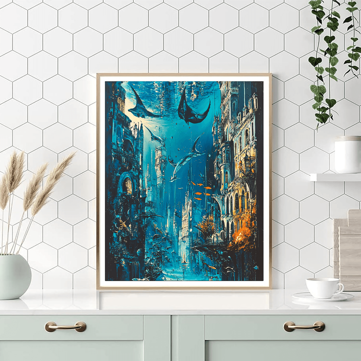 Salvador Dali Inspired Surreal Ocean Metropolis  Paint By Numbers Kits