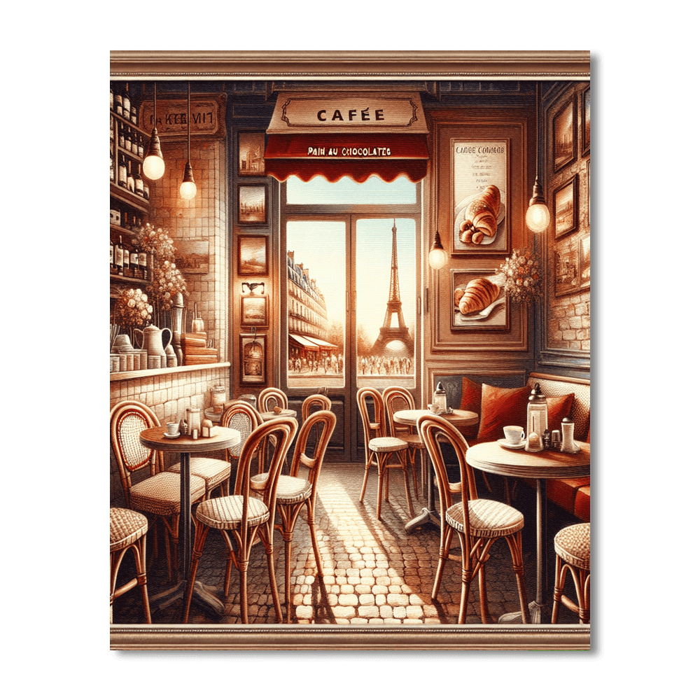 Quaint French Bistro Delight Painting By Numbers Kit
