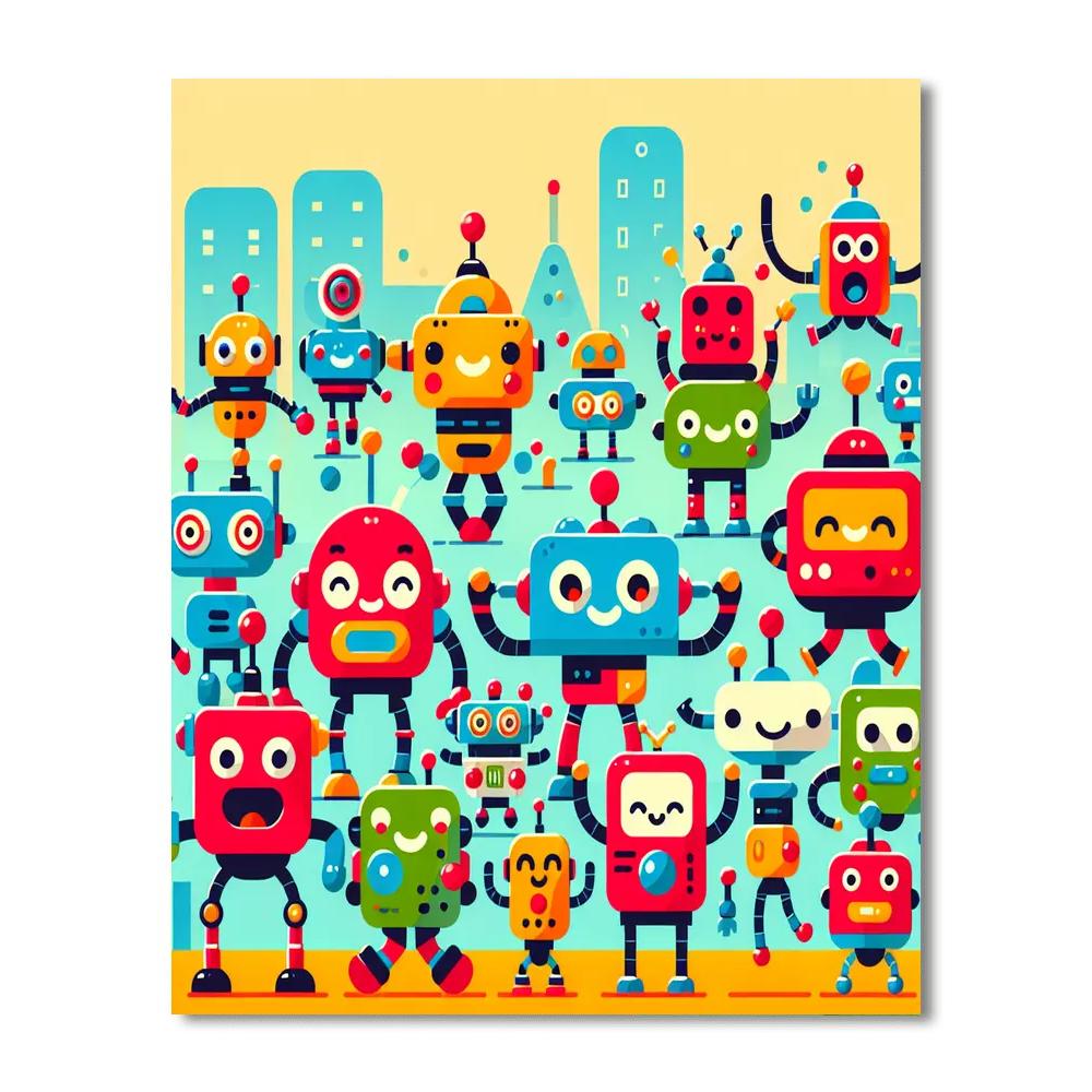 Jolly Robots Painting Number Kit