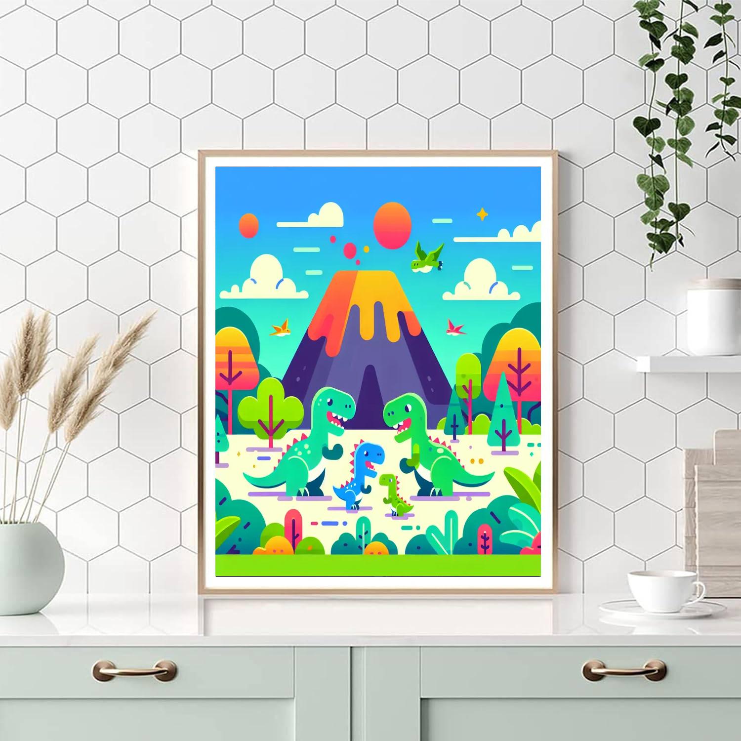 Dreamy Dinosaur Land Numbered Painting Kits