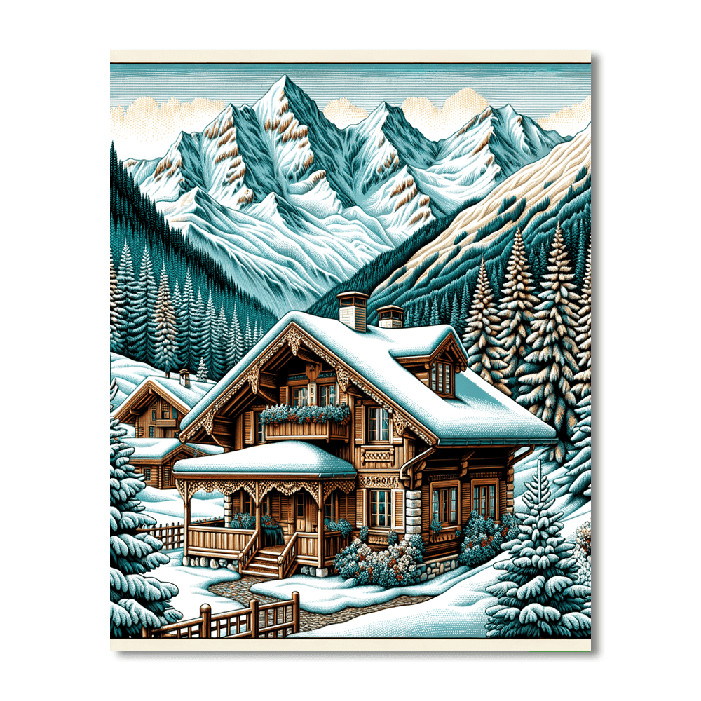 Alpine Chalet Charm Painting By Numbers Kit