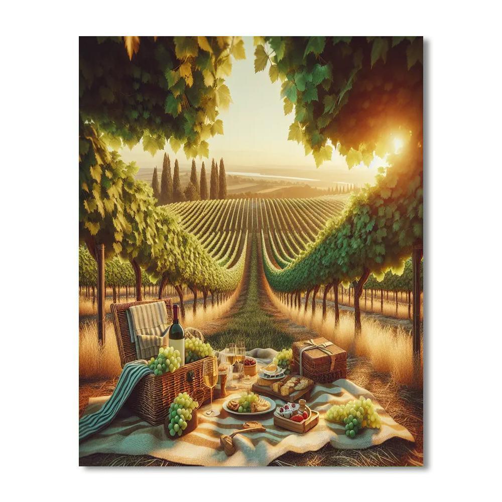Sunny Vineyard Picnic Painting Number Kit