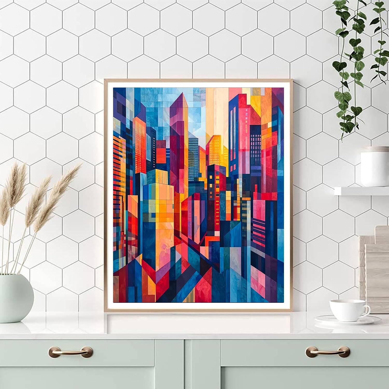 Piet Mondrian Inspired The Vibrant Cityscape  Numbered Painting Kits