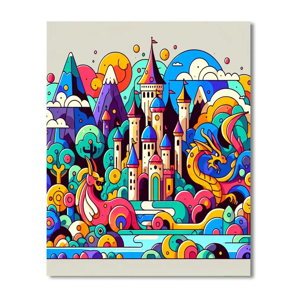 Friendly Fantasy Kingdom Paint By Numbers Art