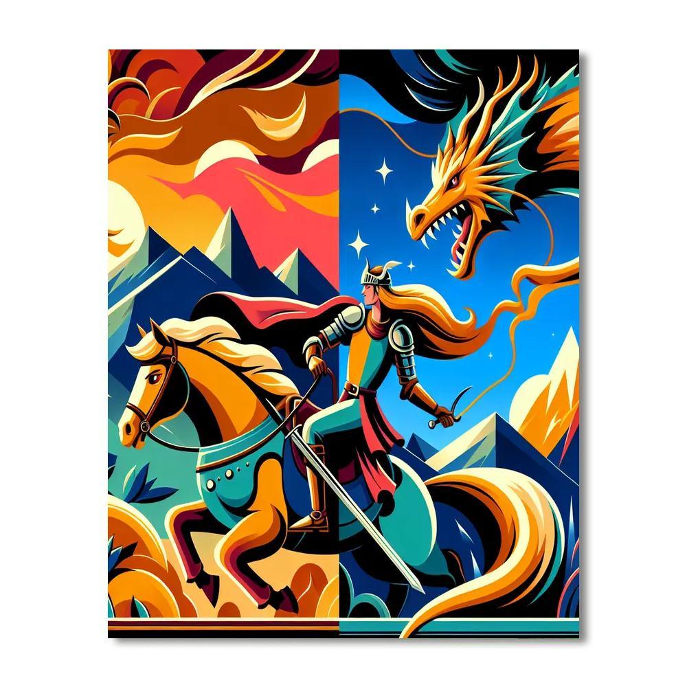 Knight's Quest For The Dragon's Treasure Painting By Numbers Kit