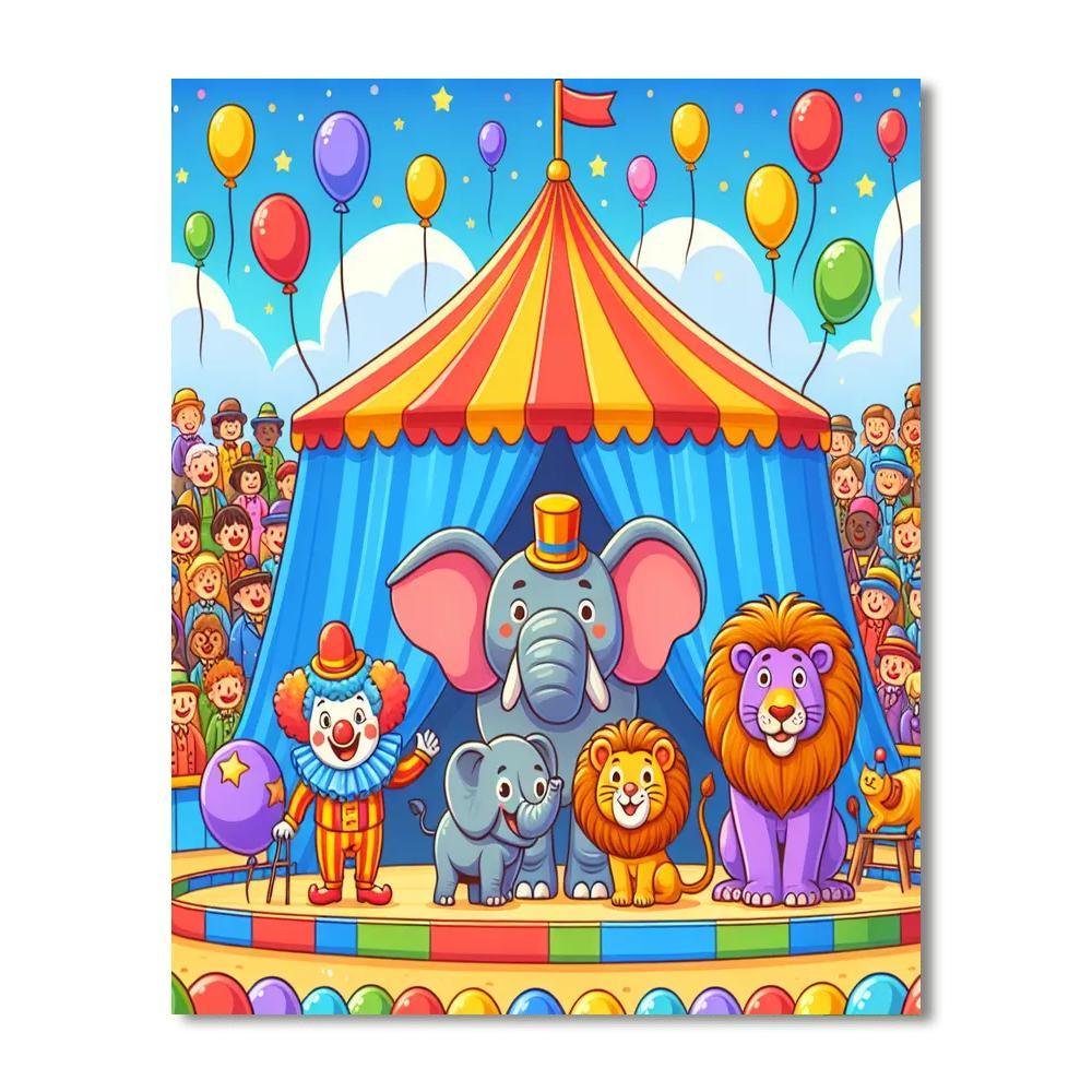 Silly Animal Circus Paint By Numbers Art