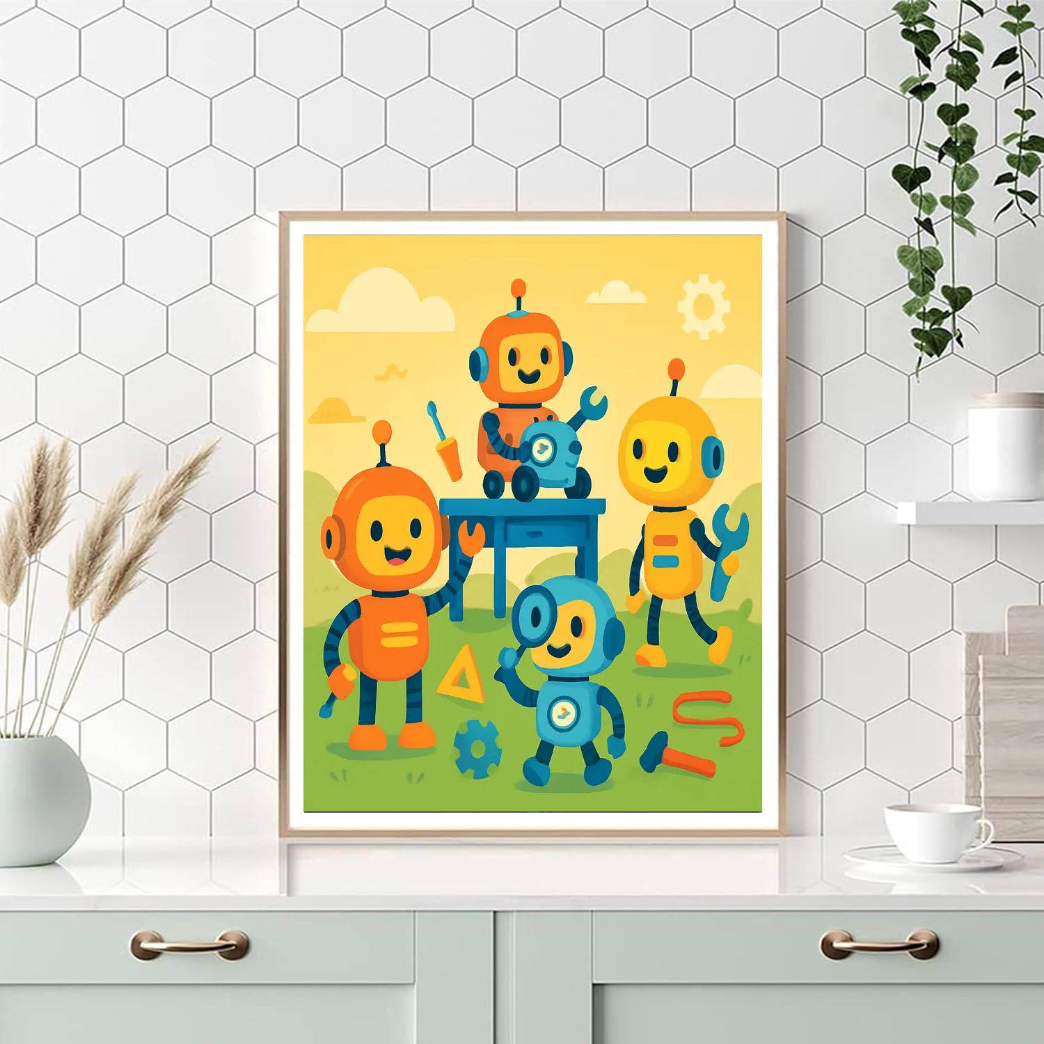 Adventurous Robot Crew DIY Paint By Numbers