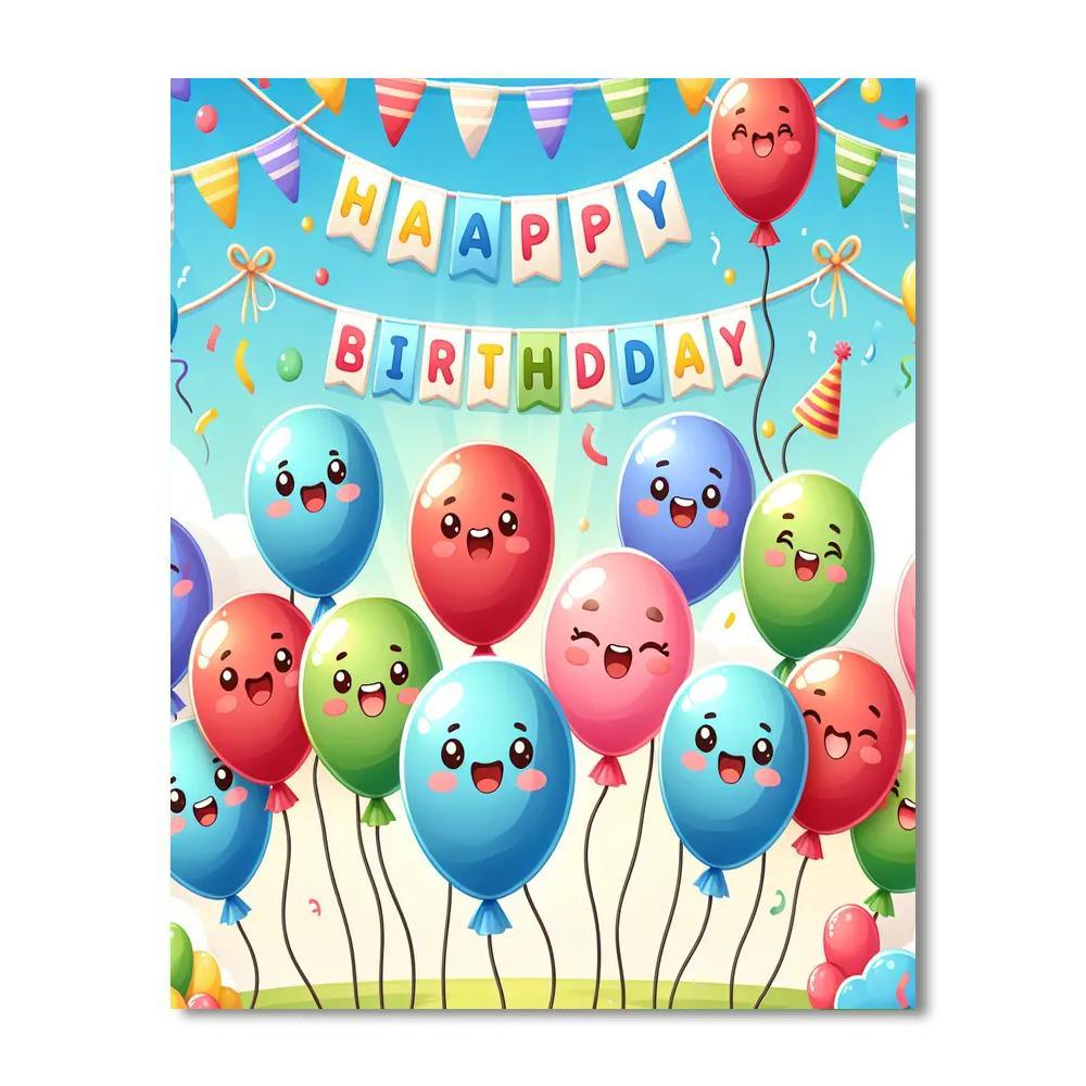 Bouncing Birthday Balloons DIY Paint By Numbers