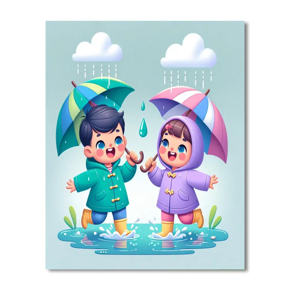 Cheerful Rainy Day Pals Numbered Painting Kits