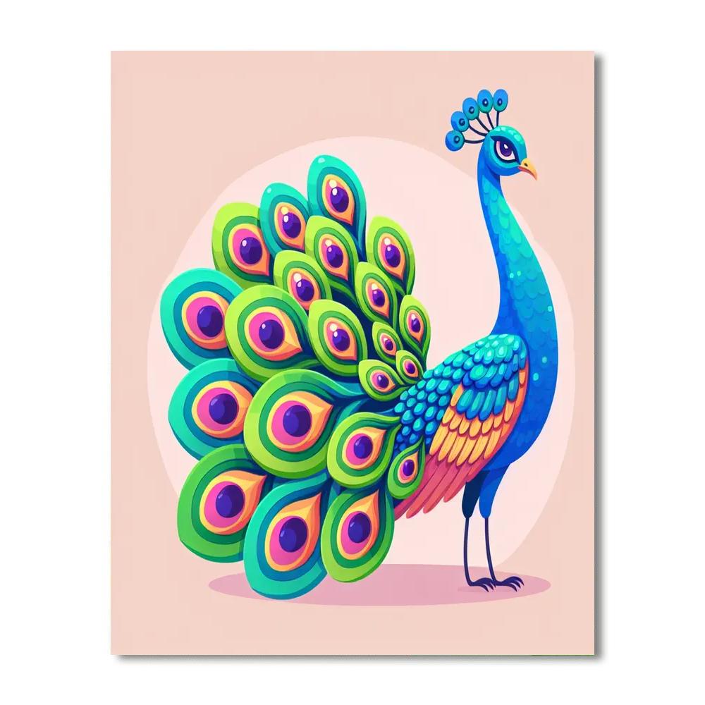 Colorful Peacock Parade Paint By Numbers Art