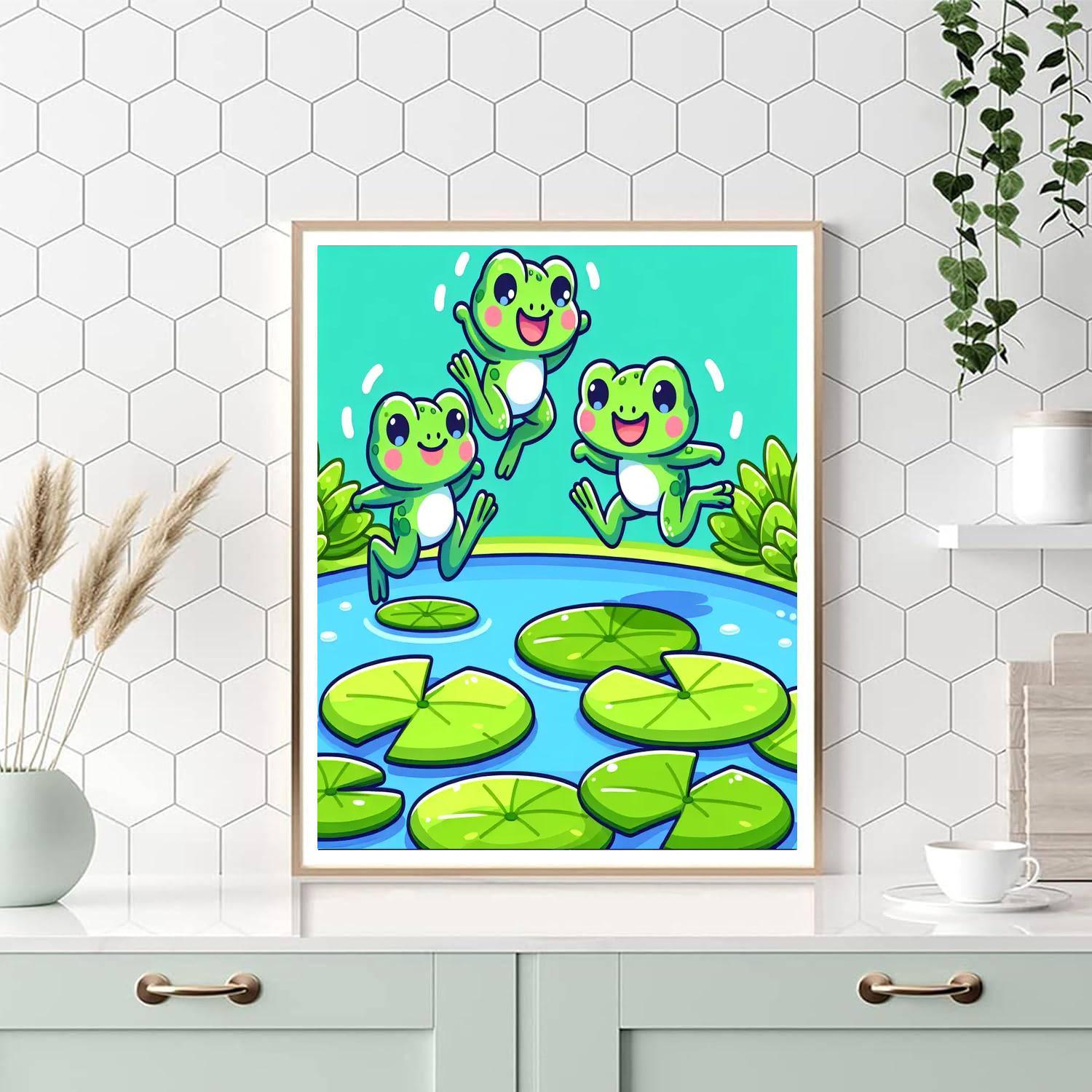 Friendly Forest Frogs Number Painting