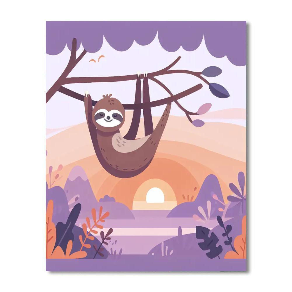 Sunset Sloth Serenity Number Painting