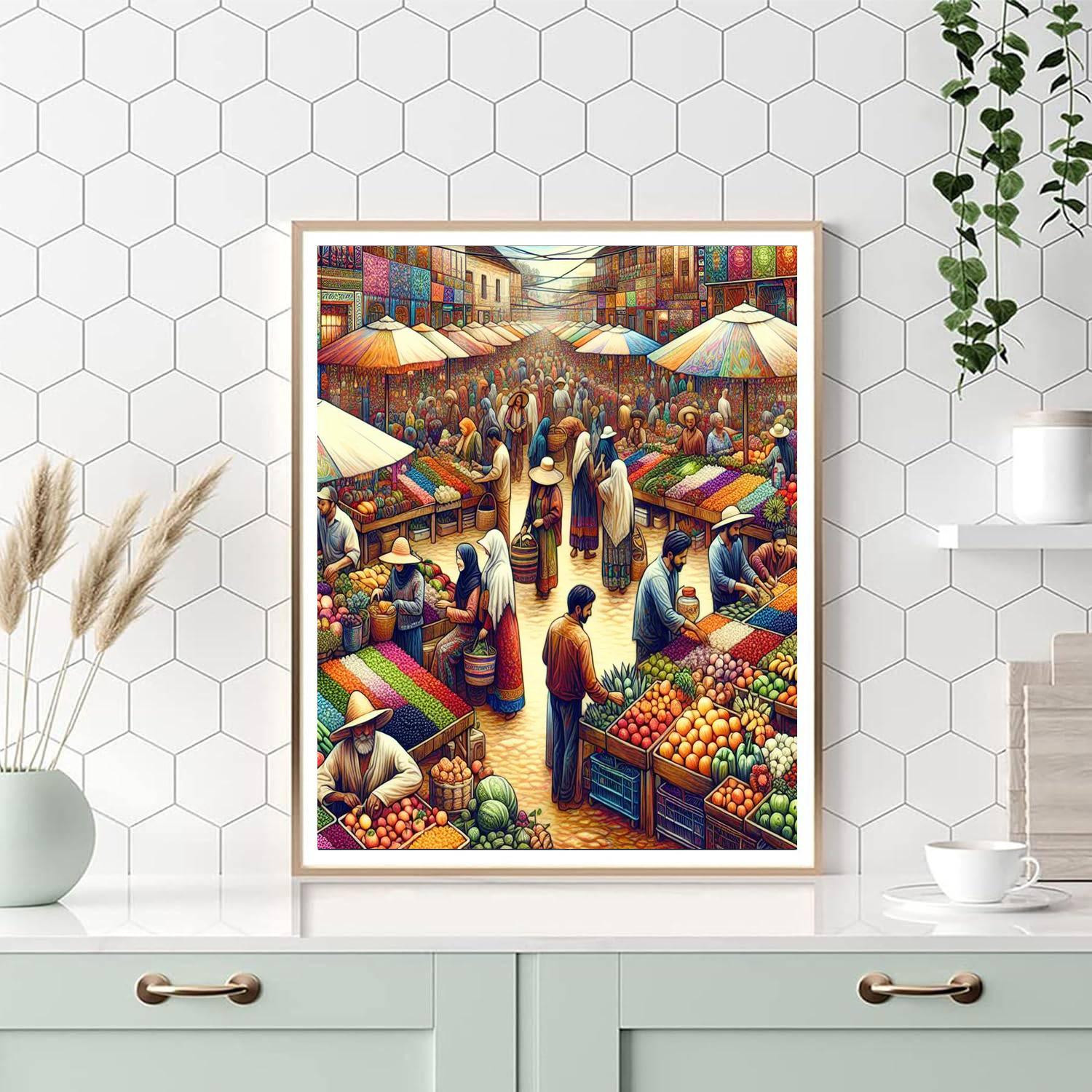 Vibrant Summer Market Numbered Painting Kits