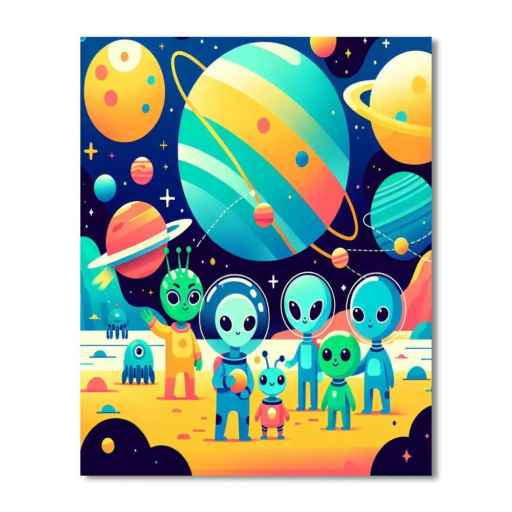 Galactic Alien Adventure Numbered Painting Kits