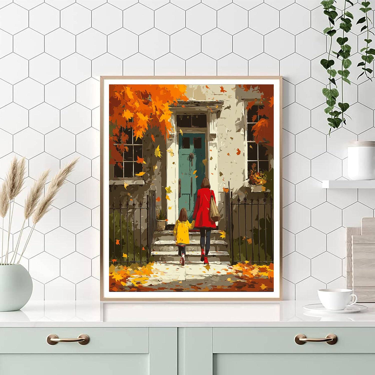 Mom And Me In Autumn Paint By Numbers Kits