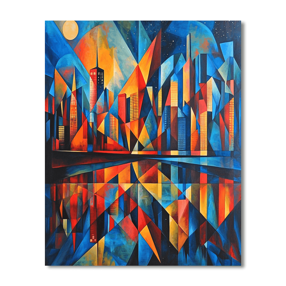 Pablo Picasso Inspired Cubist Cityscape Reflections  Paint By Numbers