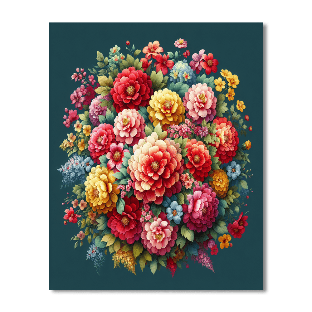 Vivid Floral Burst Number Painting