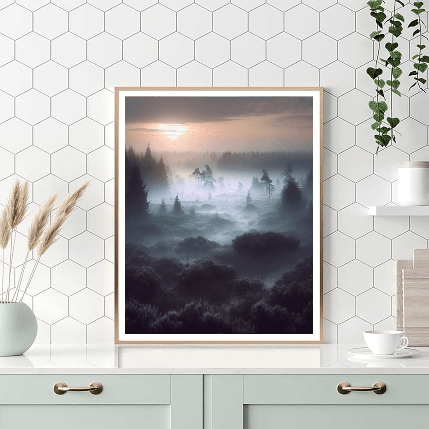 Mystic Foggy Moor Number Painting