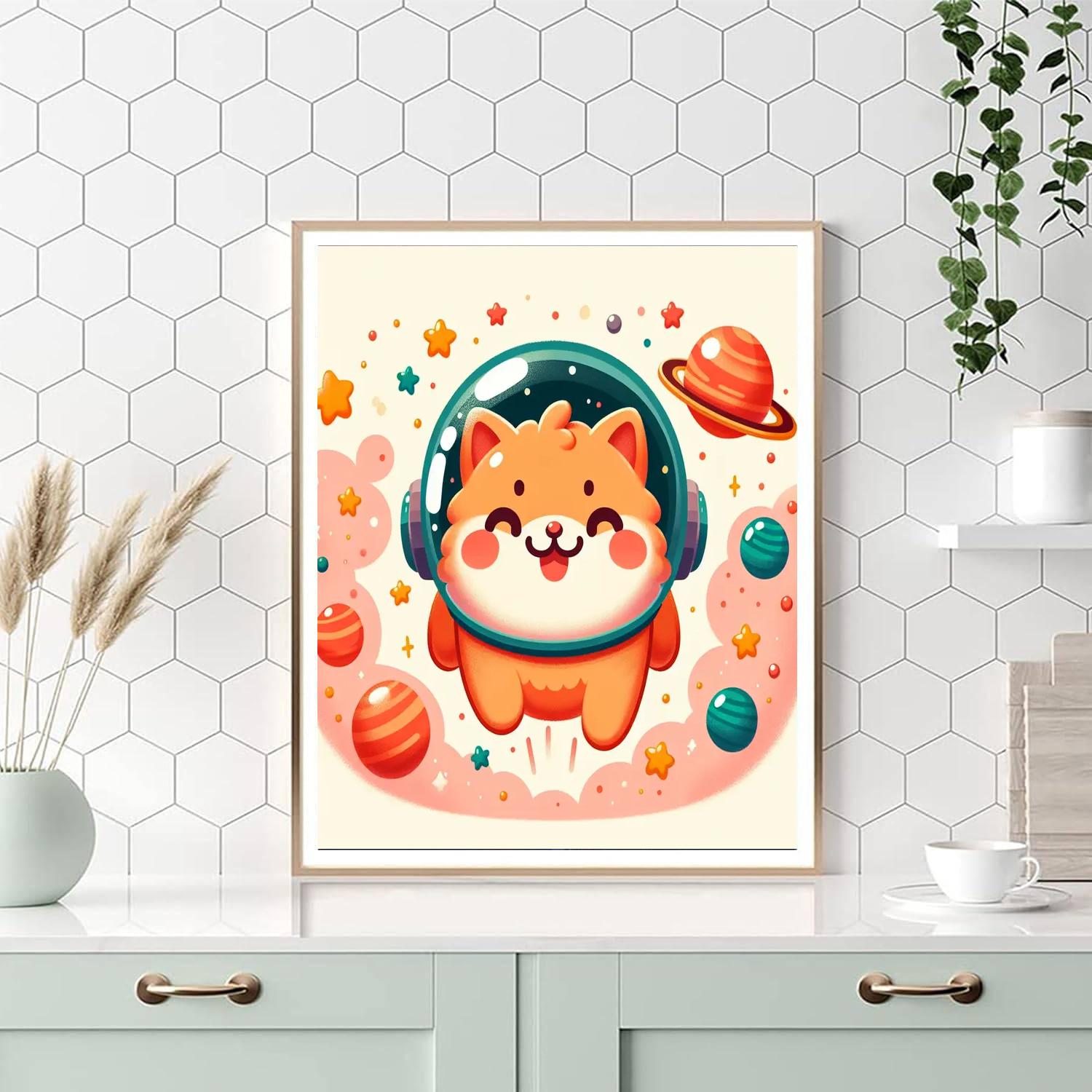 Cute Astronaut Cat Painting By Numbers Kit