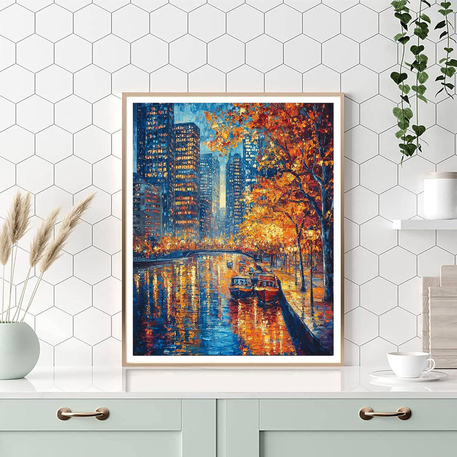 Leonid Afremov Inspired Glimmering Cityscapes  Number Painting