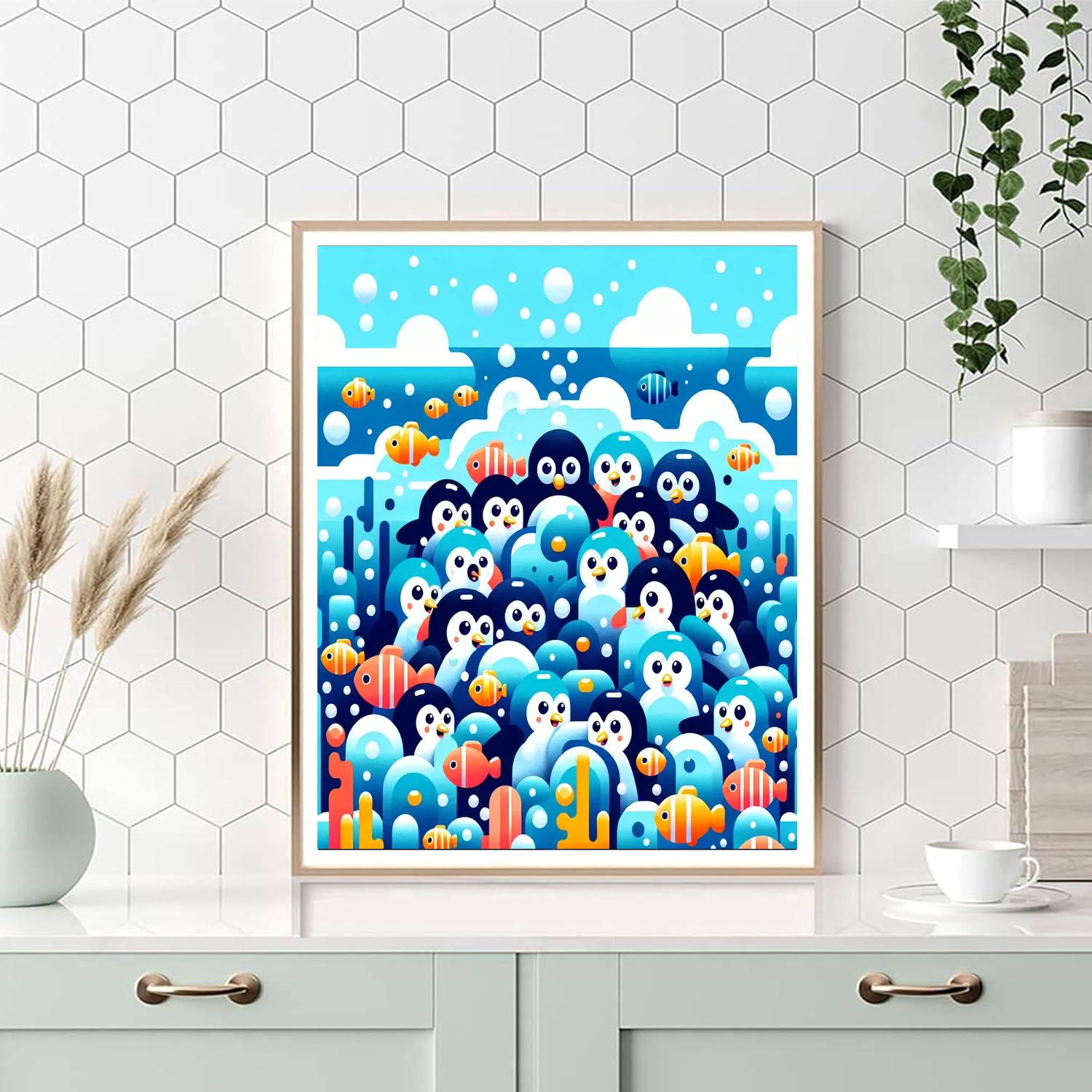 Undersea Adventure Penguins Painting Number Kit