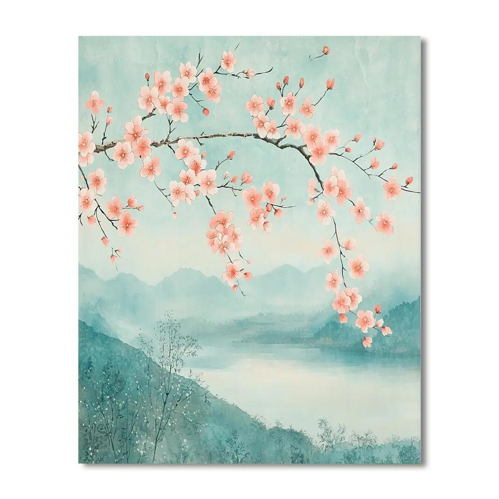 Zhao Mengfu Inspired Whispers Of Cherry Blossoms  Paint By Color