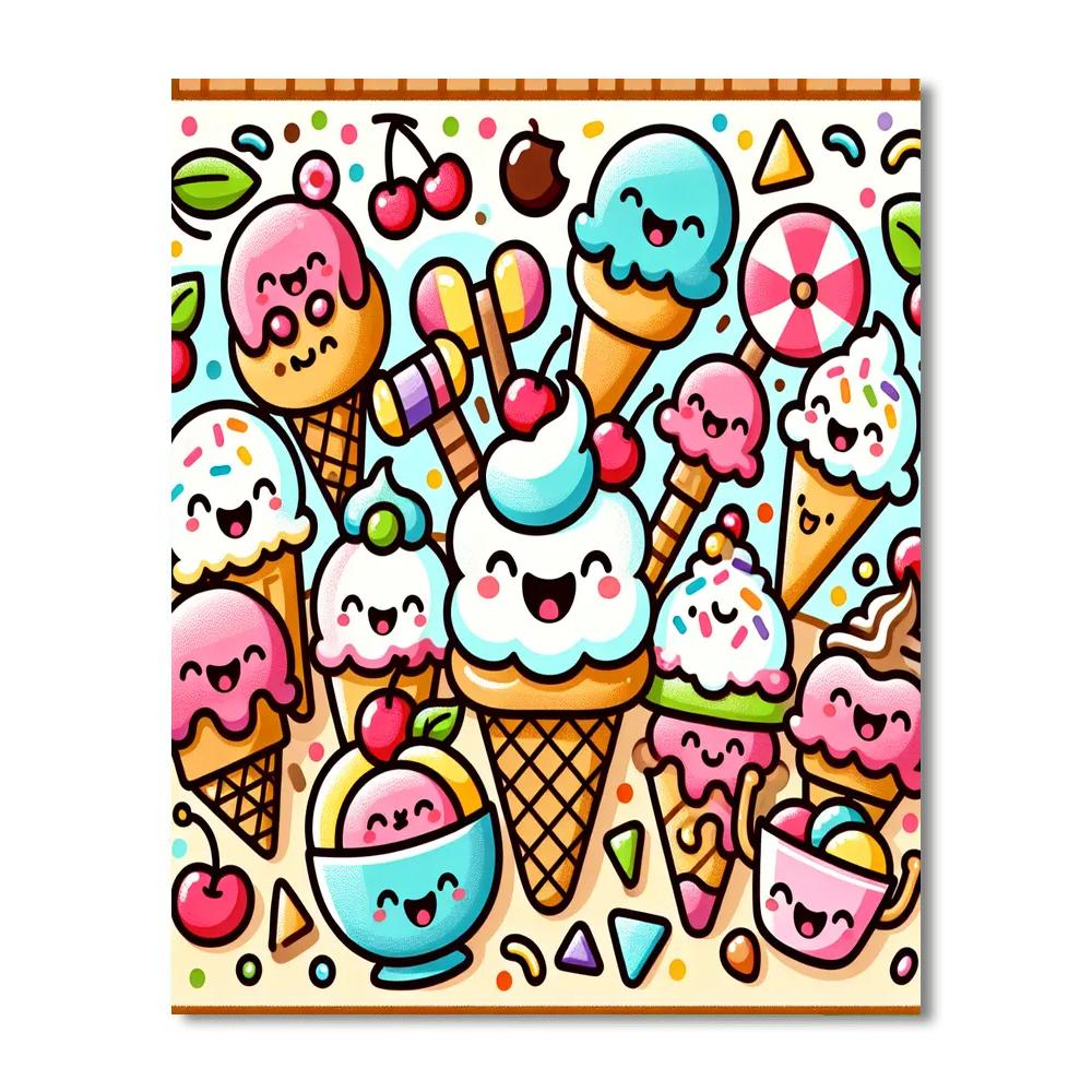 Giggly Ice Cream Treats Numbered Painting Kits