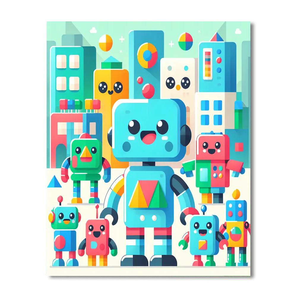 Robot Helpers Paint By Numbers Art