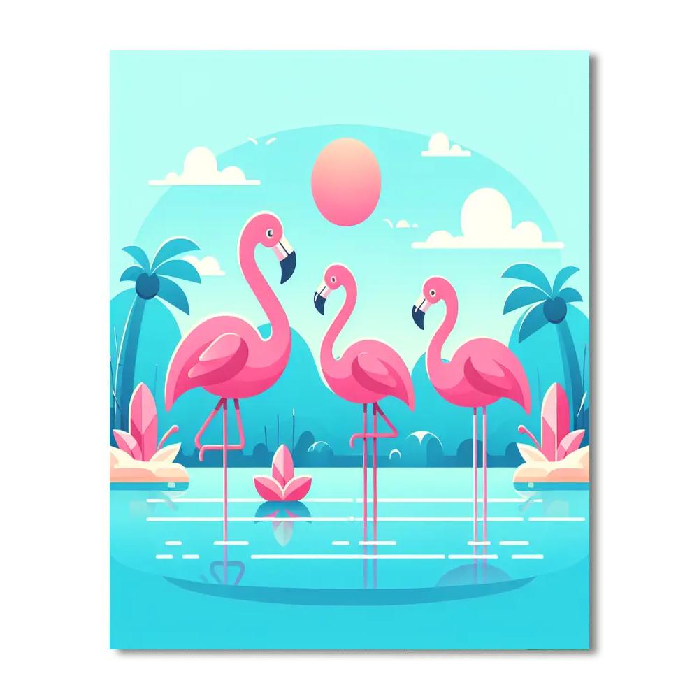 Tropical Flamingo Fiesta Numbered Painting Kits