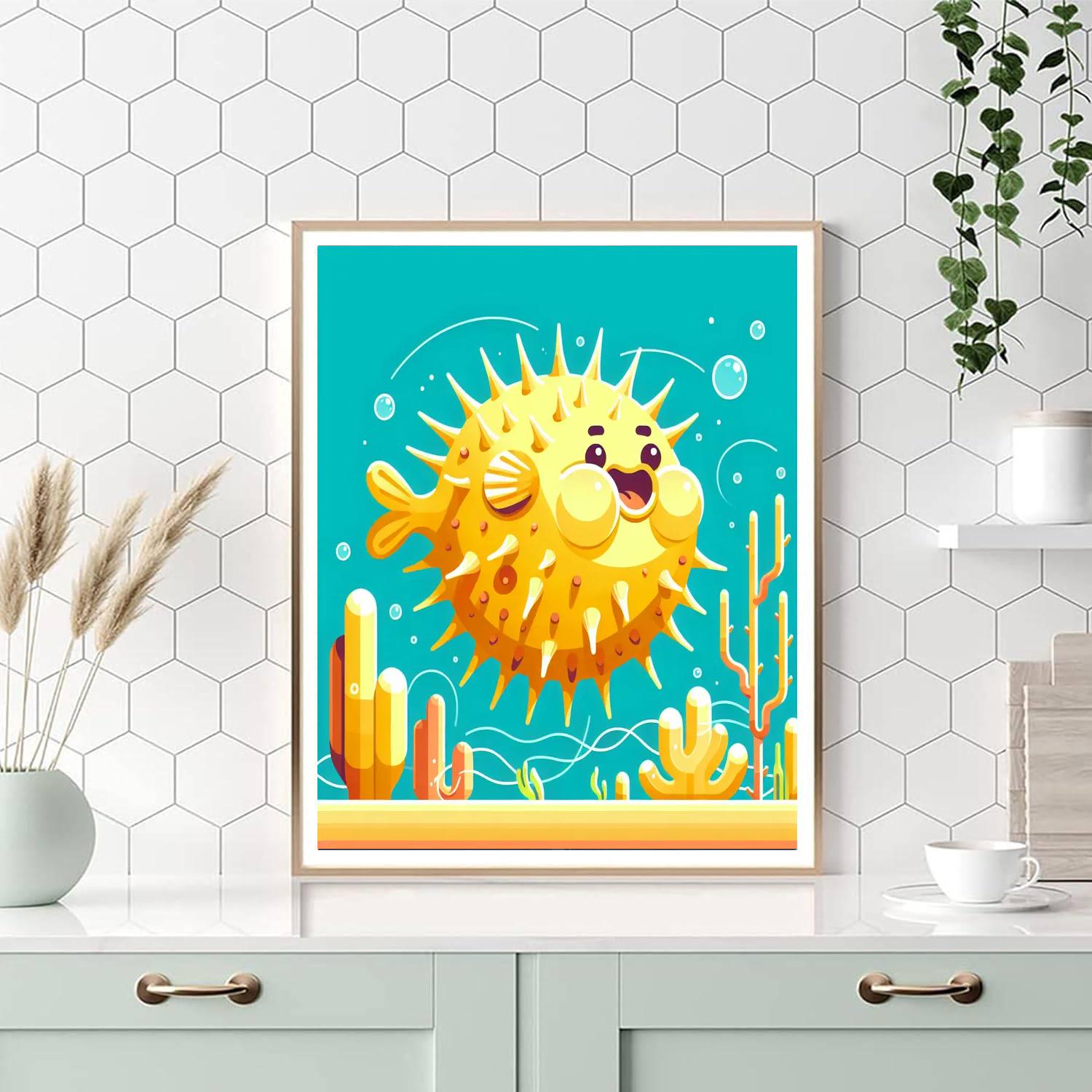 Popping Pufferfish Painting Number Kit