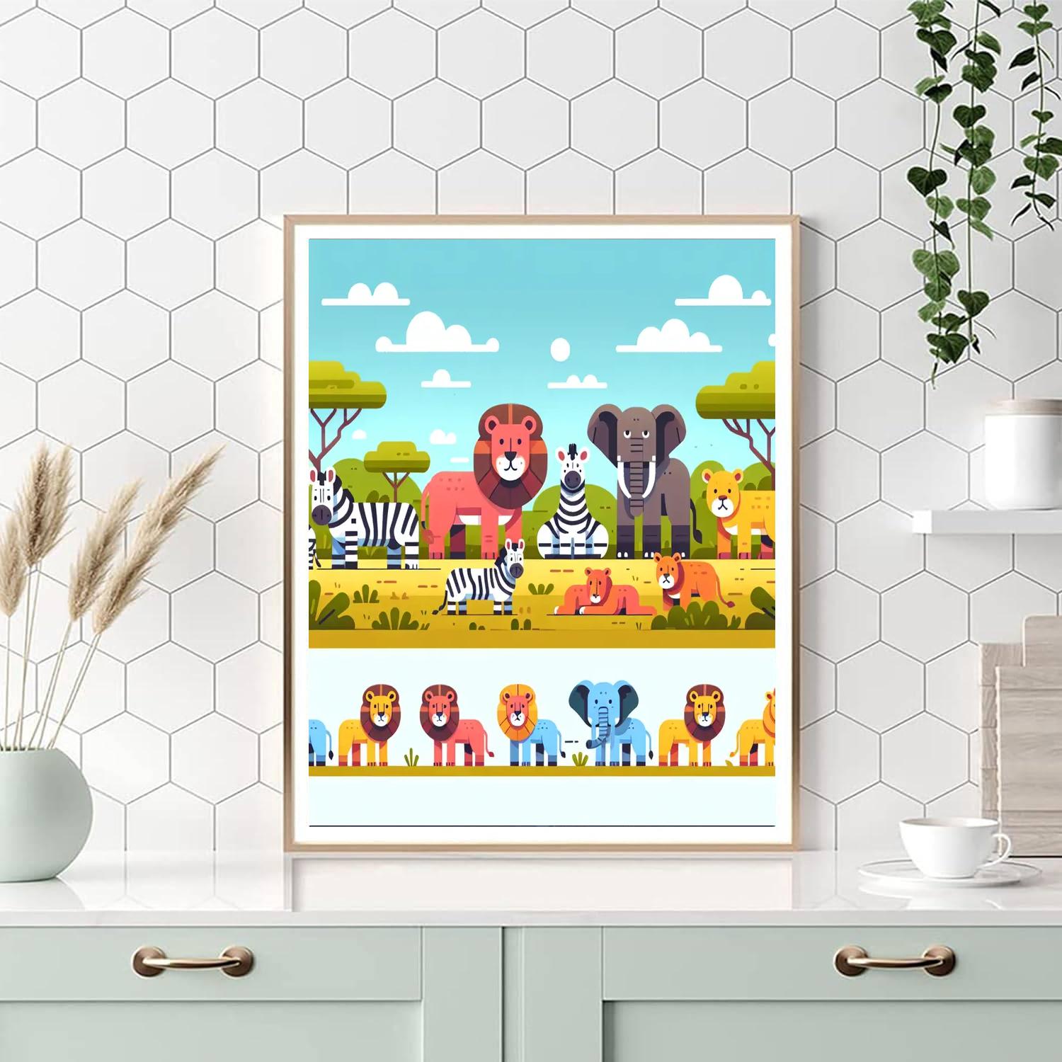 Sunny Savanna Scene Painting Number Kit