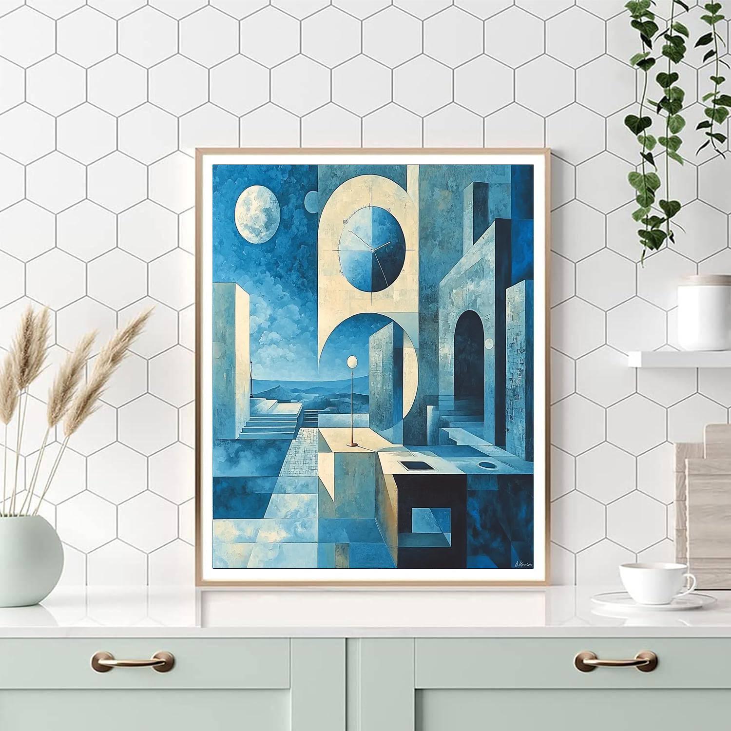 René Magritte Inspired Eccentric Journey Of Time  Paint By Color