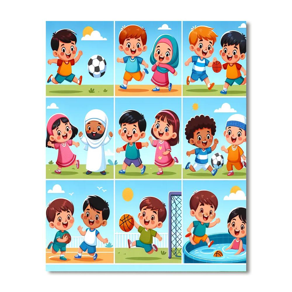 Sporty Kids Numbered Painting Kits