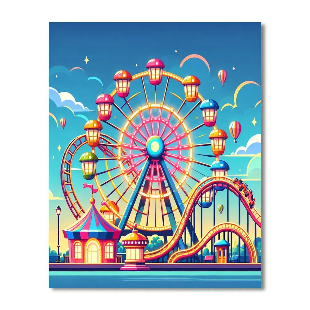 Day At The Amusement Park Number Painting