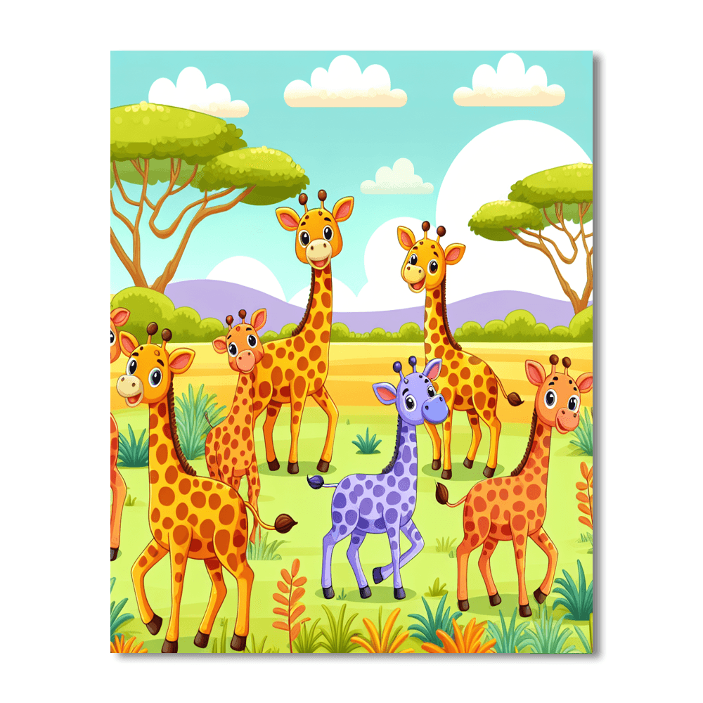 Giraffe Giggle Gathering Number Painting