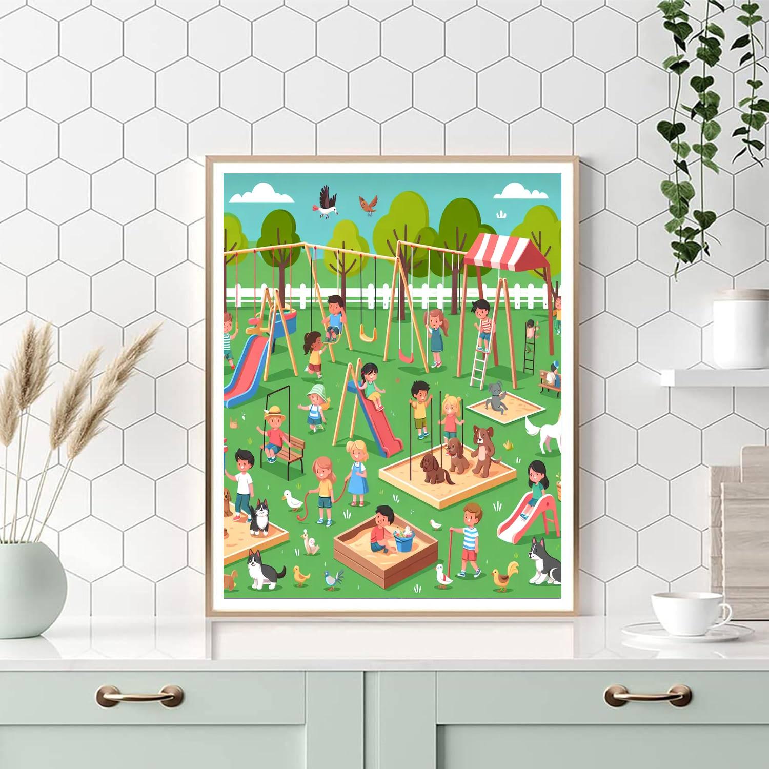 Lively Playground Pals Paint By Numbers Art