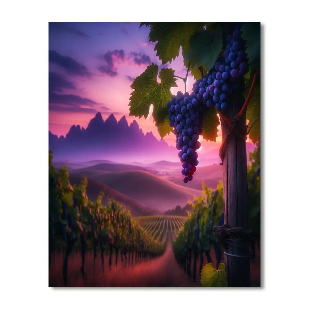 Rustic Vineyard At Twilight Numbered Painting Kits
