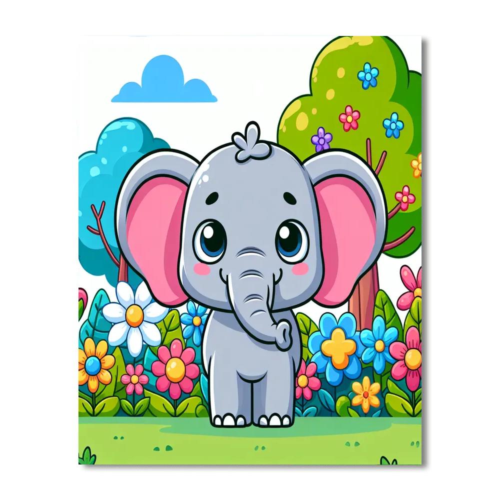 Playful Little Elephant Numbered Painting Kits