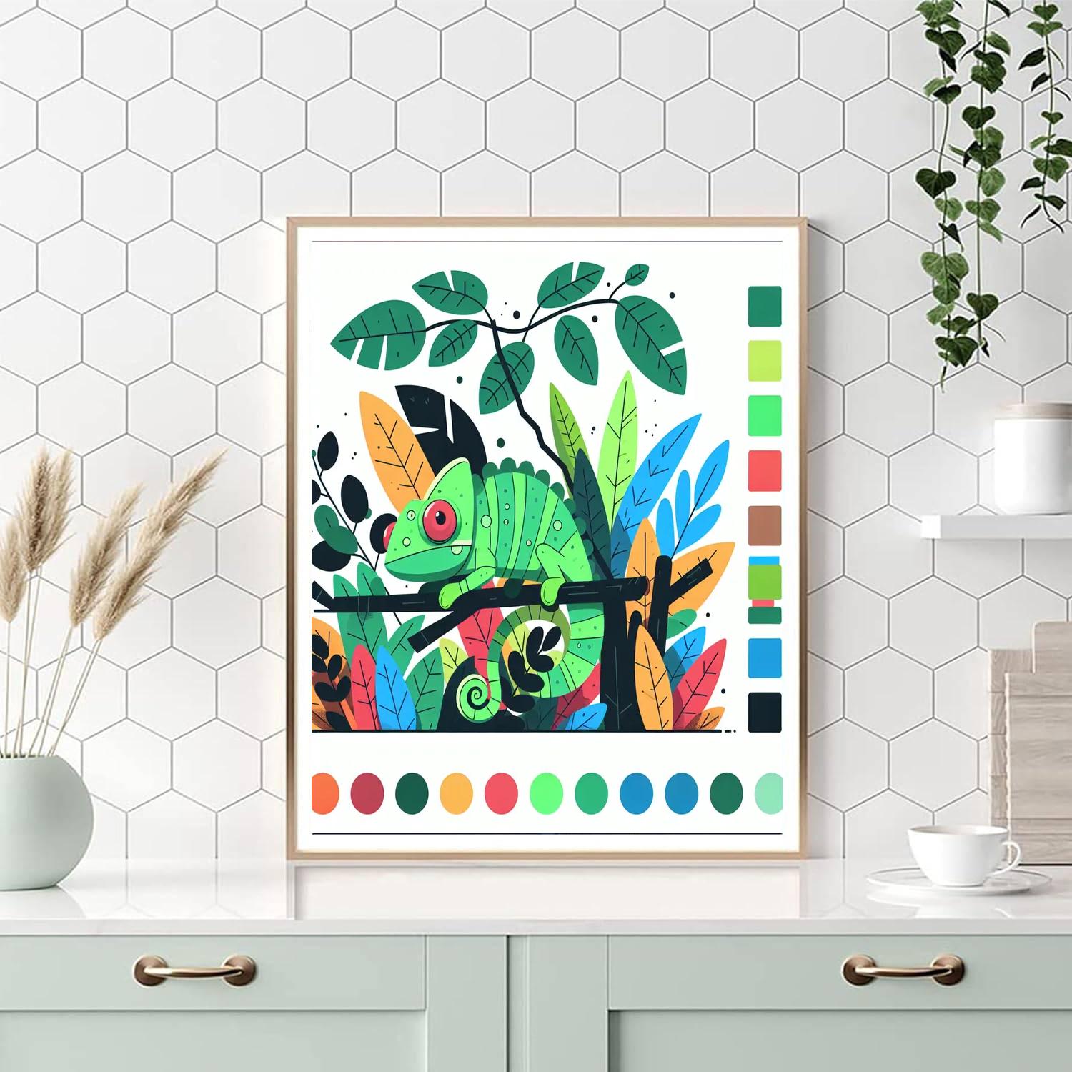 Cheery Chameleon Challenge Paint By Numbers Art