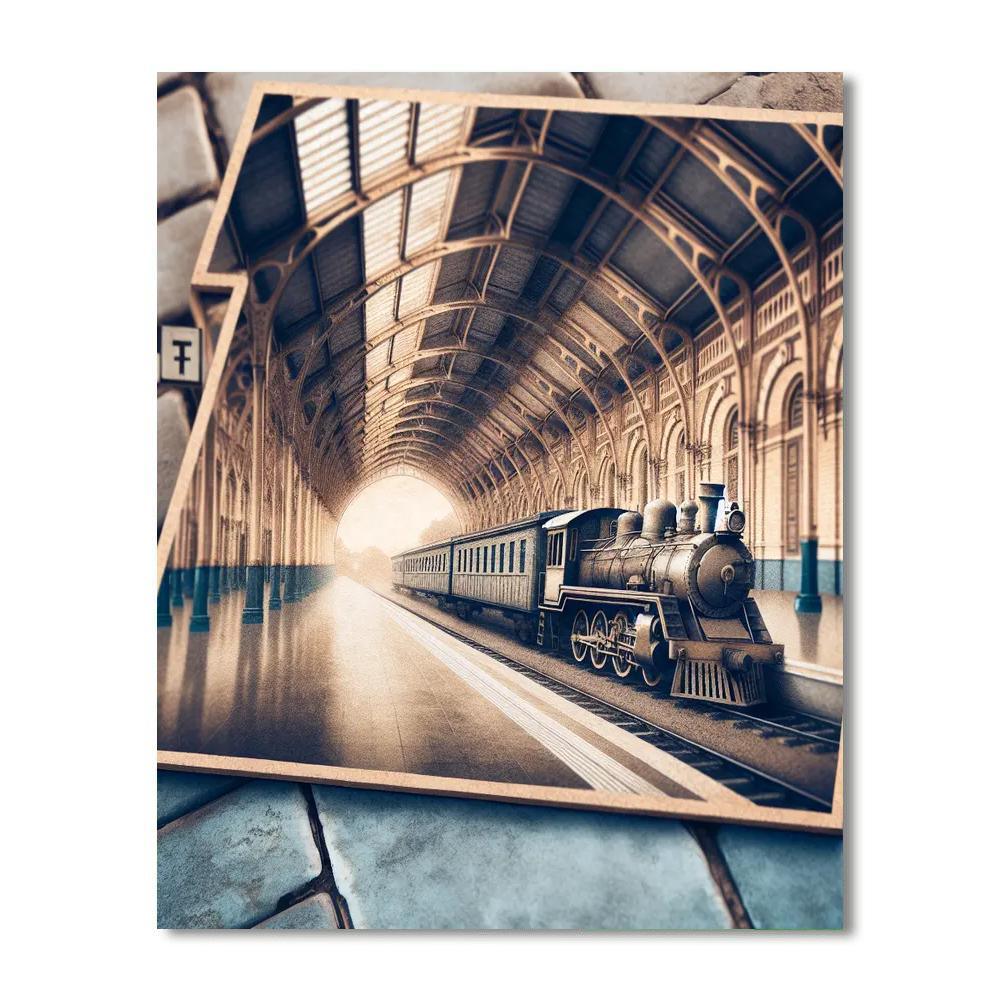 Vintage Railway Station DIY Paint By Numbers