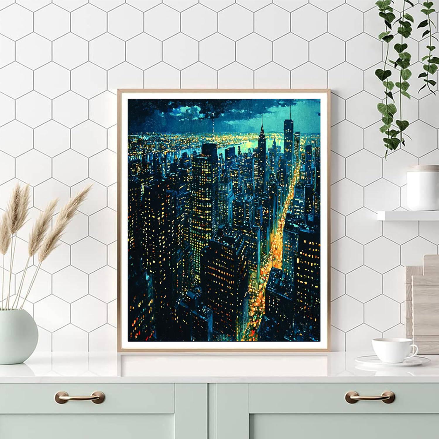 Edward Hopper Inspired Urban Nightscape Vibes  Painting Number Kit