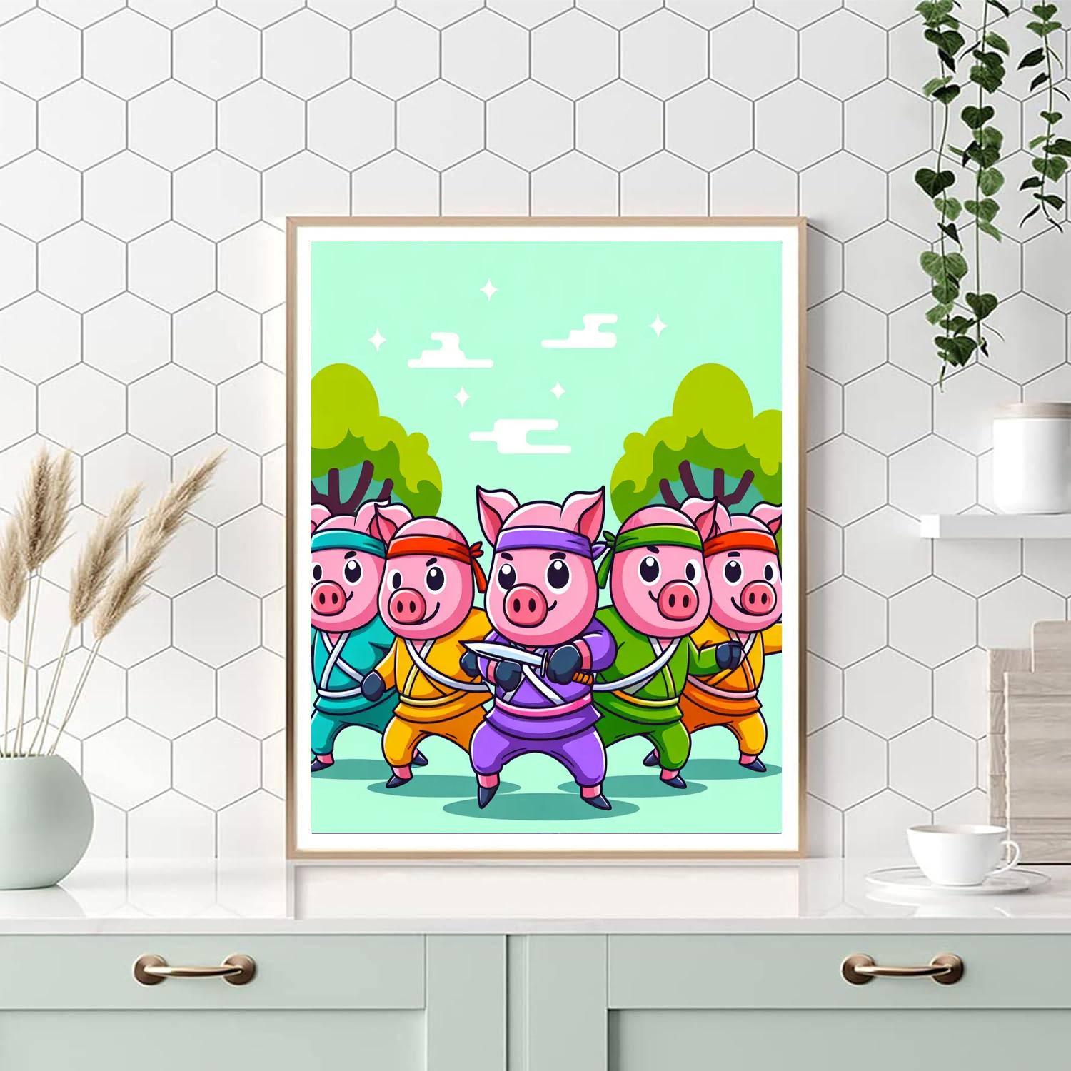 Ninja Pigs Painting Number Kit