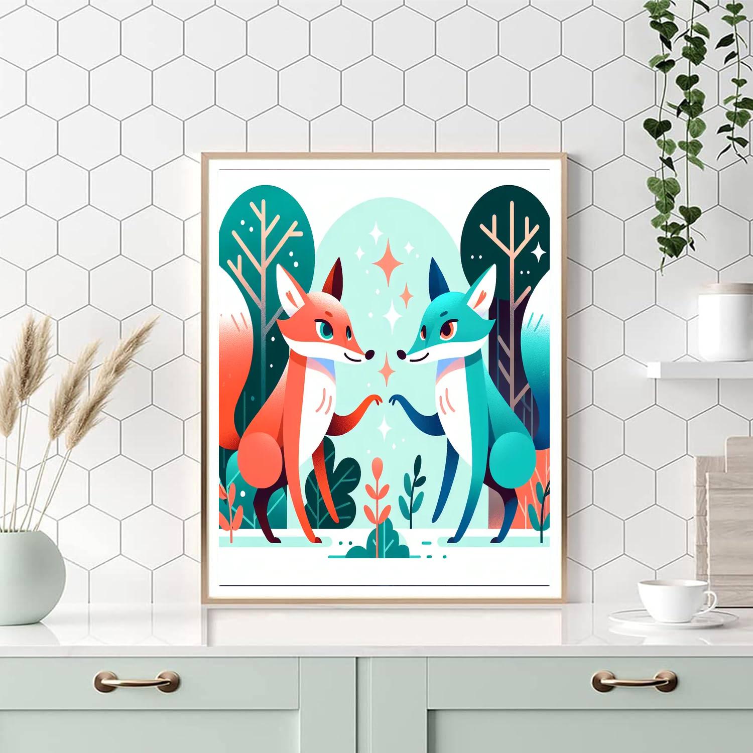 Mystical Forest Foxes Painting Number Kit