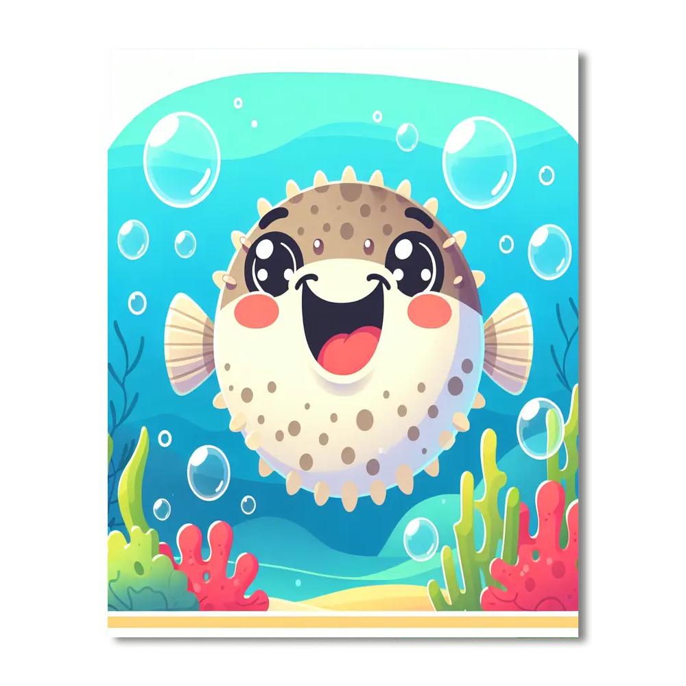 Cheerful Pufferfish Paint By Color