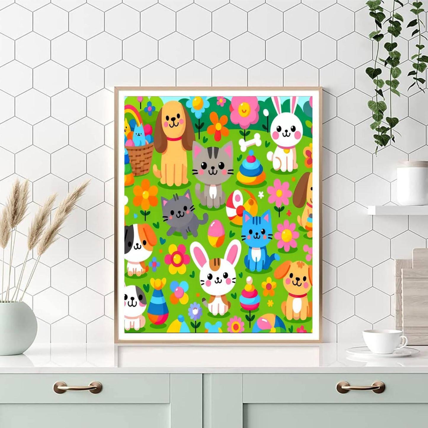 Adventure With Pet Animals Paint By Numbers Art