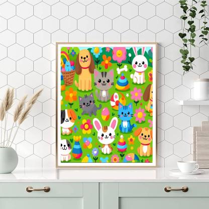 Adventure With Pet Animals Paint By Numbers Art
