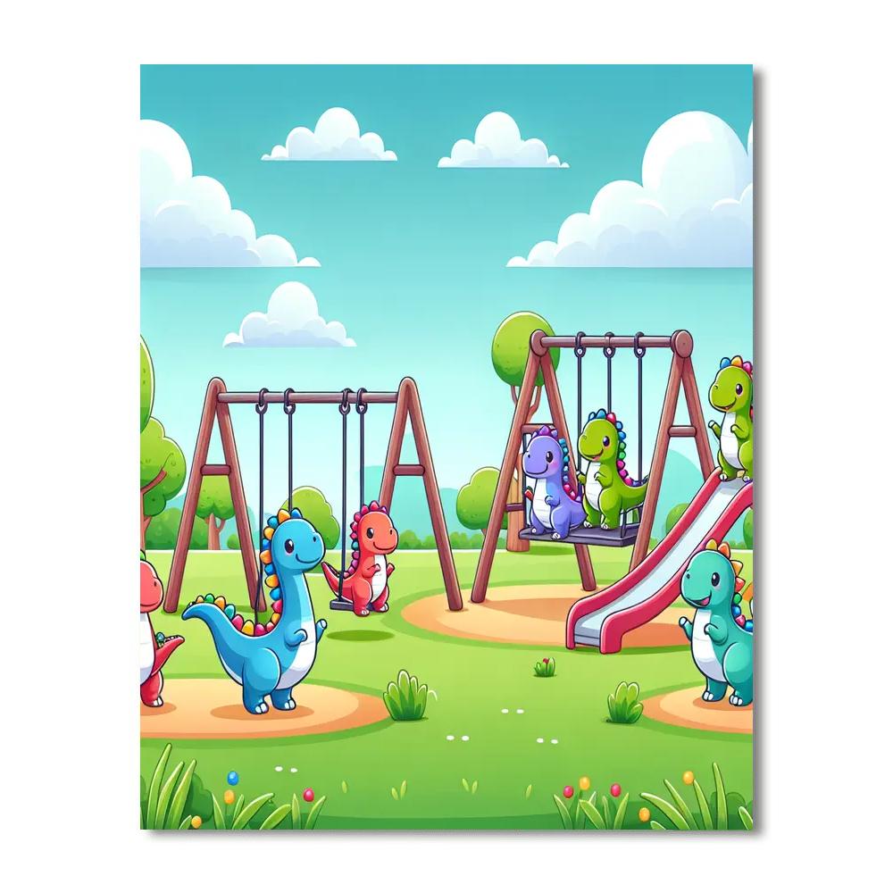 Cute Dinosaurs Playground Painting Number Kit
